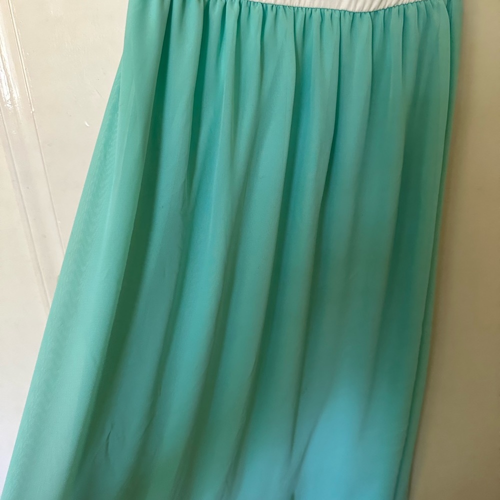 Mint Chiffon Color-Block Maternity Maxi Dress - image 4